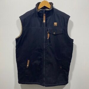 Canada Workwear Men's Large Heavy Duty Sherpa Lined Vest Black Full Zip Pockets